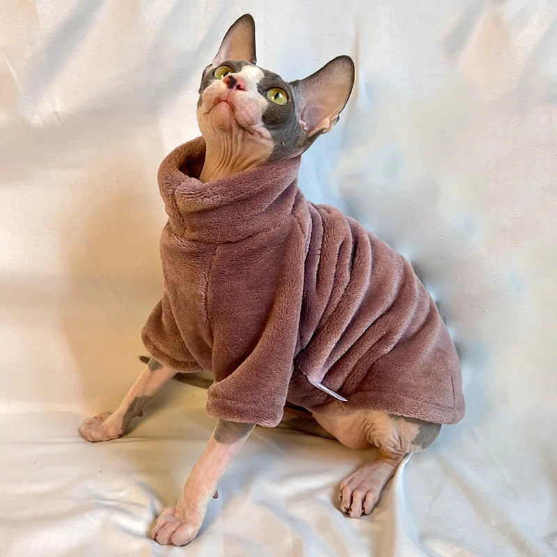 Warm Sphynx Cat Turtleneck Coat