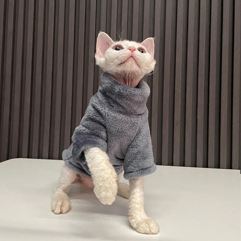 Warm Sphynx Cat Turtleneck Coat