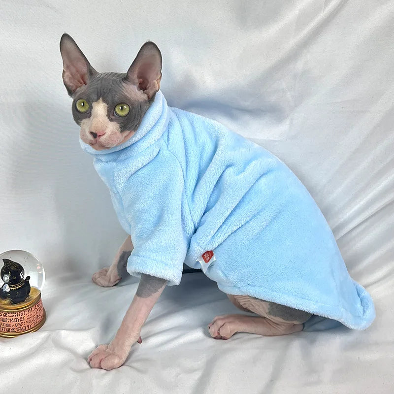 Warm Sphynx Cat Turtleneck Coat