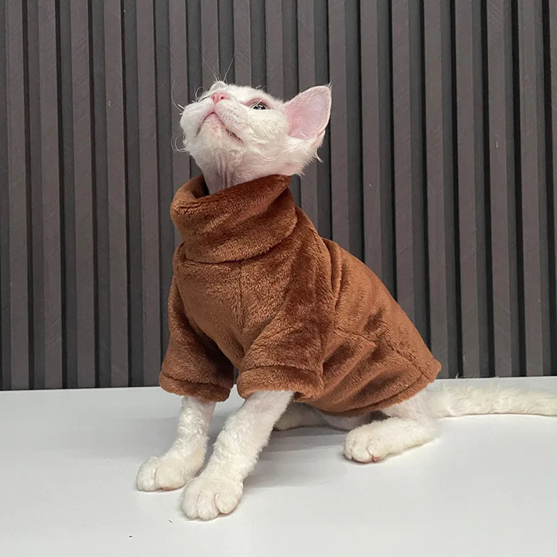 Warm Sphynx Cat Turtleneck Coat