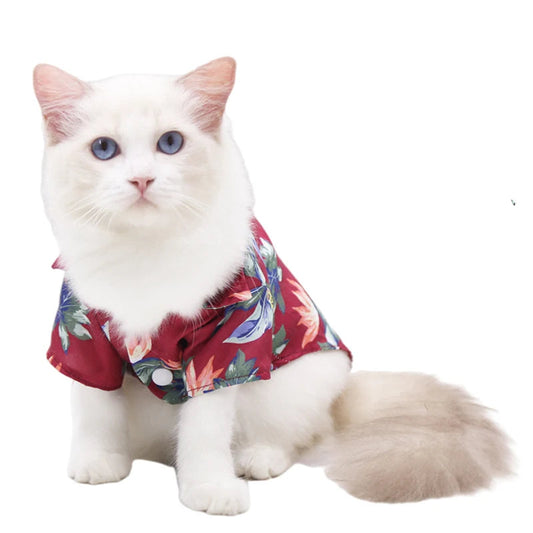 Hawaiian Beach Style Pet Cat T-Shirt